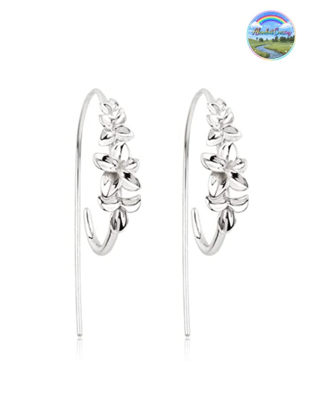925 Sterling Silver Flower Cluster Threader Earrings for Women